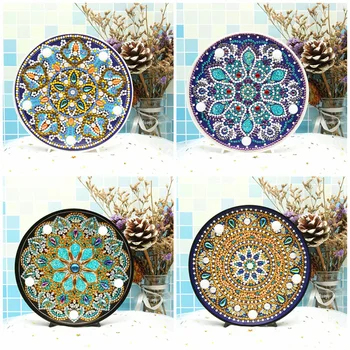 

HUACAN Full Round Diamond Painting LED Lamp Mandala 5d Diamond Embroidery Mosaic Christmas Handmade Gift Home Art Decor