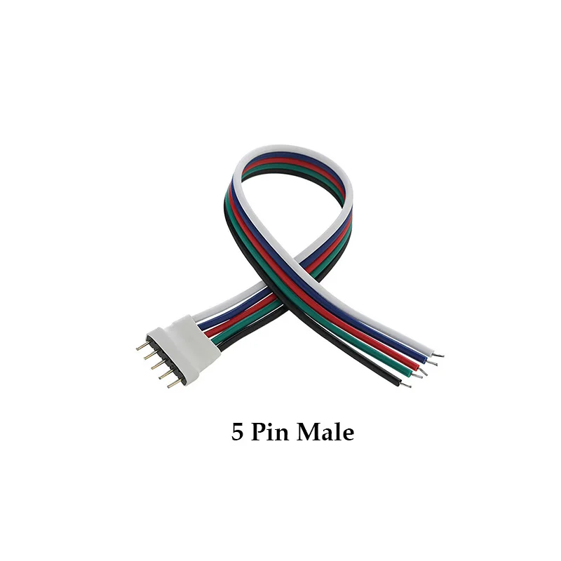 4pin 5pin светодиодный RGB RGBW светильник, соединитель мужской и женский разъем, соединительный кабель, провод для 5050 RGB RGBW светодиодный светильник 4p - Цвет: 5 Pin Male