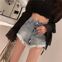 Aliexpress - Korean Jeans Women 2021 Spring Summer New High Waist Slim Retro Shorts Fringed Fashion Wide-Leg Pants Hot Pants Trend 9351