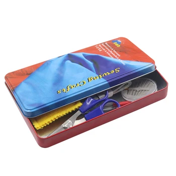 

Metal Travel Sewing Box with Sewing Kit Quilting Thread Stitching Embroidery Craft Kits Home Organizer 21*11*2.5cm