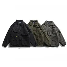 Зимняя Новинка, японский стиль, ретро оснастки Хлопчатобумажная Куртка мужская брендовая повседневная обувь с несколькими карманами твердый цвет Теплая хлопковая куртка