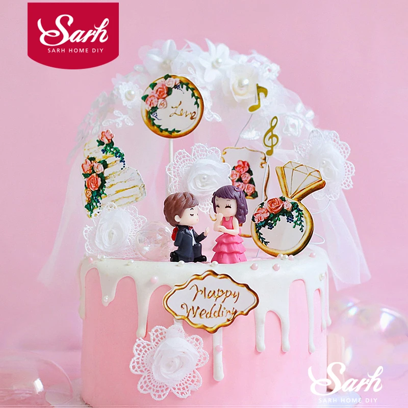 

Elk Diamond Tie Suit Acrylic Engaged Baby Wedding Cake Toppers Bride and Groom Marriage Couple Decoration Love Baking Supplies