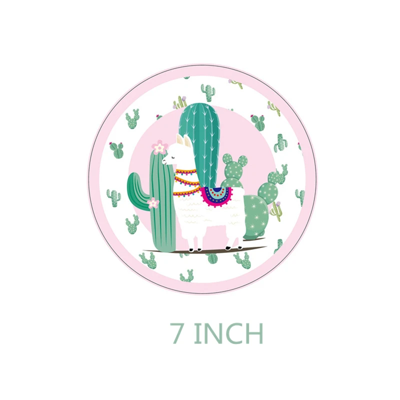 Plate 8pcs 6 шт./лот Мультфильм Альпака тема одноразовая пластиковая ложка день рождения, детский душ тема вечерние Ложка столовая посуда украшения - Цвет: Plate 8pcs