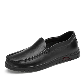 

Men Loafers Flat Casual Shoes Black Slip on Man Soft Moccasins Quality Spring Autumn Genuine Leather Men Leisure Driving Shoes