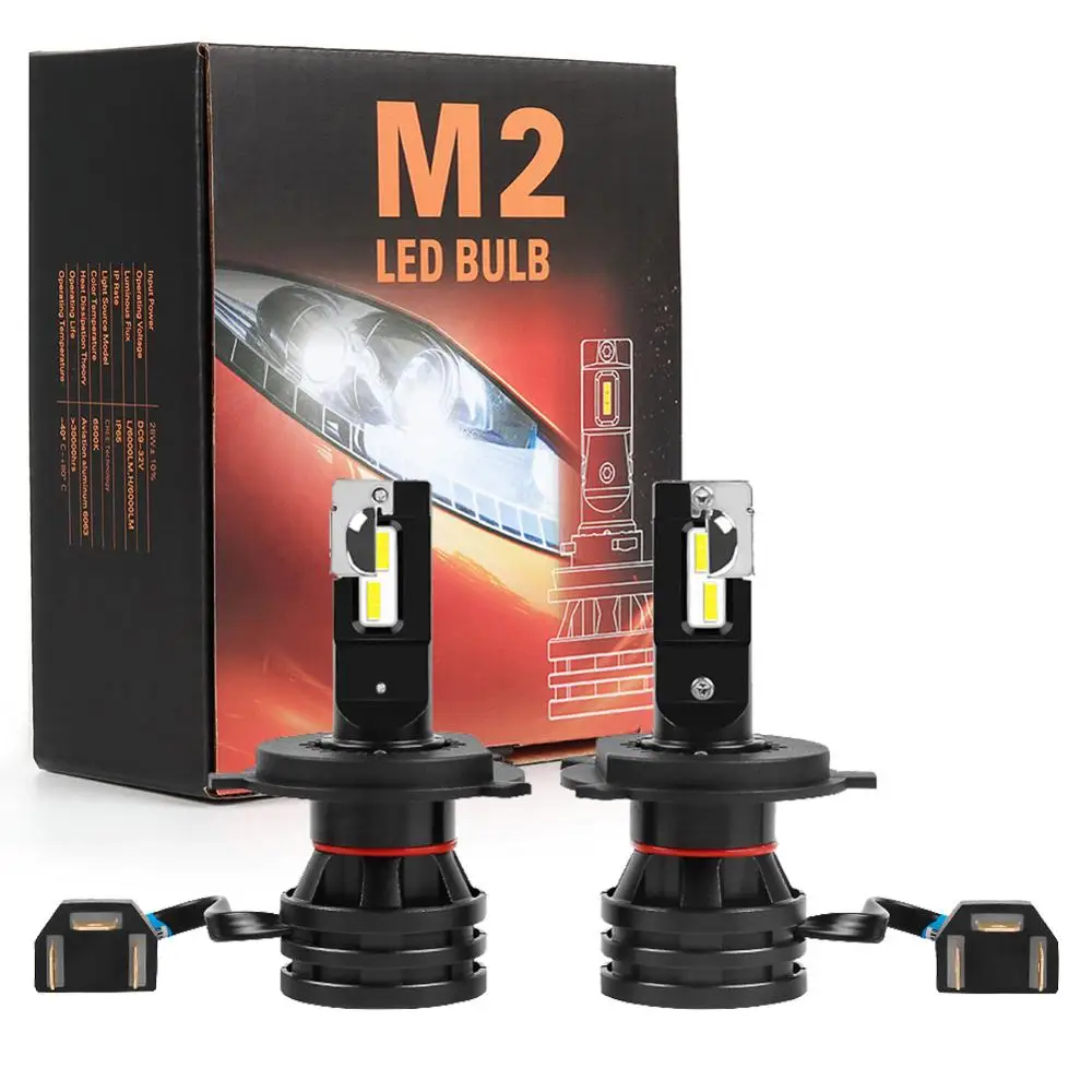 

2PCS Car Led Headlight H4 Led Lamp High Low Beam CSP Led CHIP Turbo 6000K 9600LM Headlight Bulbs For Auto12V 24V