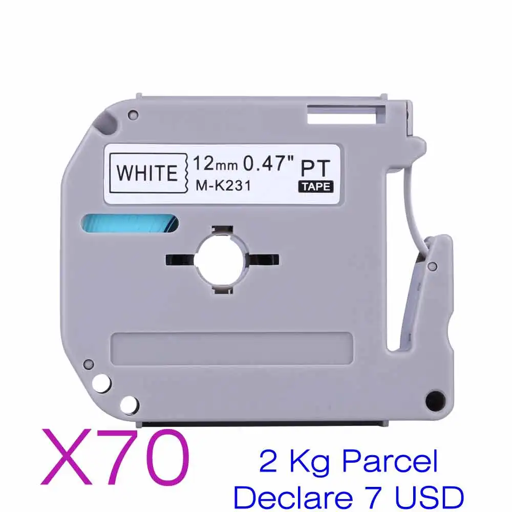 

80 Pcs MK231 M231 M-K231 MK-231 12mmX8m Label Tapes for Brother P Touch PT-85 PT-75 PT-BB4 PT-55 For Bulk order