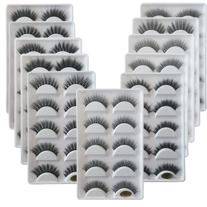 Faux Mink Eyelashes Extension Russian Cosplay Strip Lilly Thick 15mm Faux Mink Eyelashes Bulk Case Box with Customer