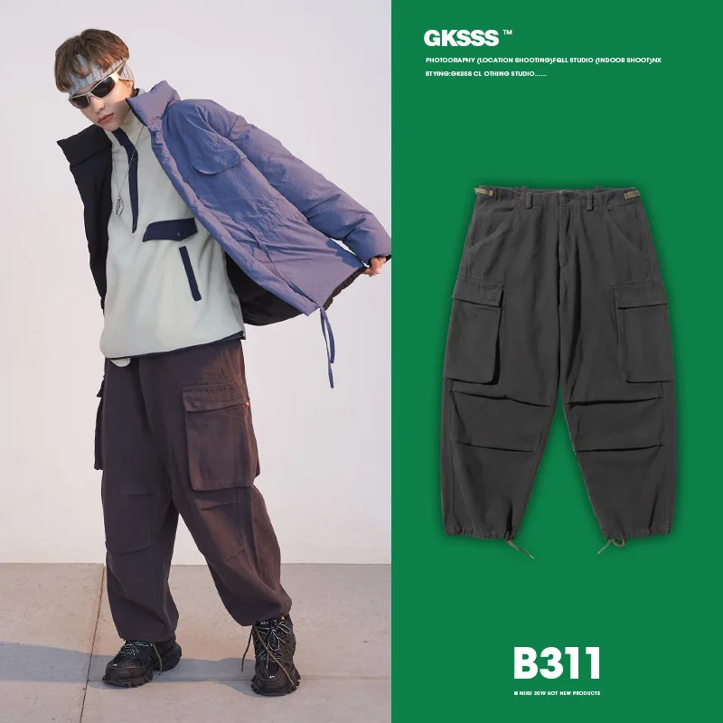 

City Where the Product 2019 Winter Men Casual Closing Foot Large Pocket Casual Pants Men's Handsome Men's Loose-Fit