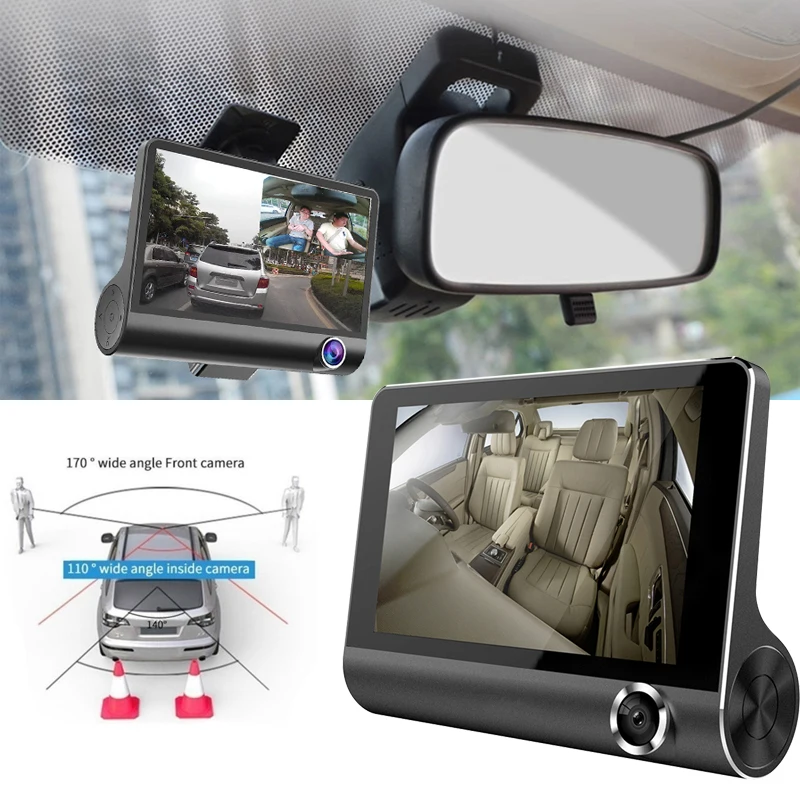 4 дюйма Dash Cam зеркало заднего вида Камера обнаружения движения автомобиля Dvr Универсальный Ночное видение ips Авто Камера