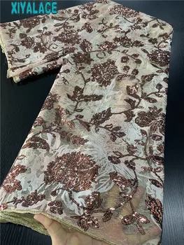 

Latest french lace fabric 2020 sequins lace fabric 5yards high quality african nigerian party dress lace fabric 3308b