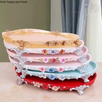 

Oval Resin Tray Household Bathroom Accesories Washing Utensils Bathroom Supplies Storage Tray with Feet Sundries Finishing