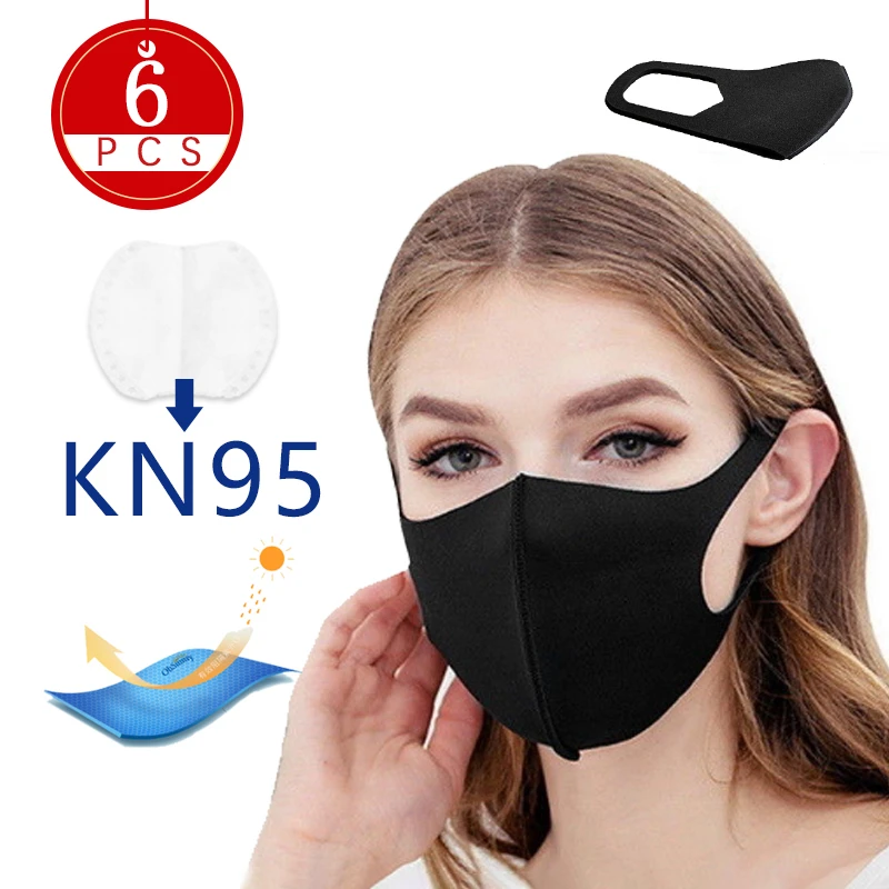 

6pcs Fda Masks Virus Masks With Filter Single-use Mask Korean Antibacterial Protection Cotton Face Masks