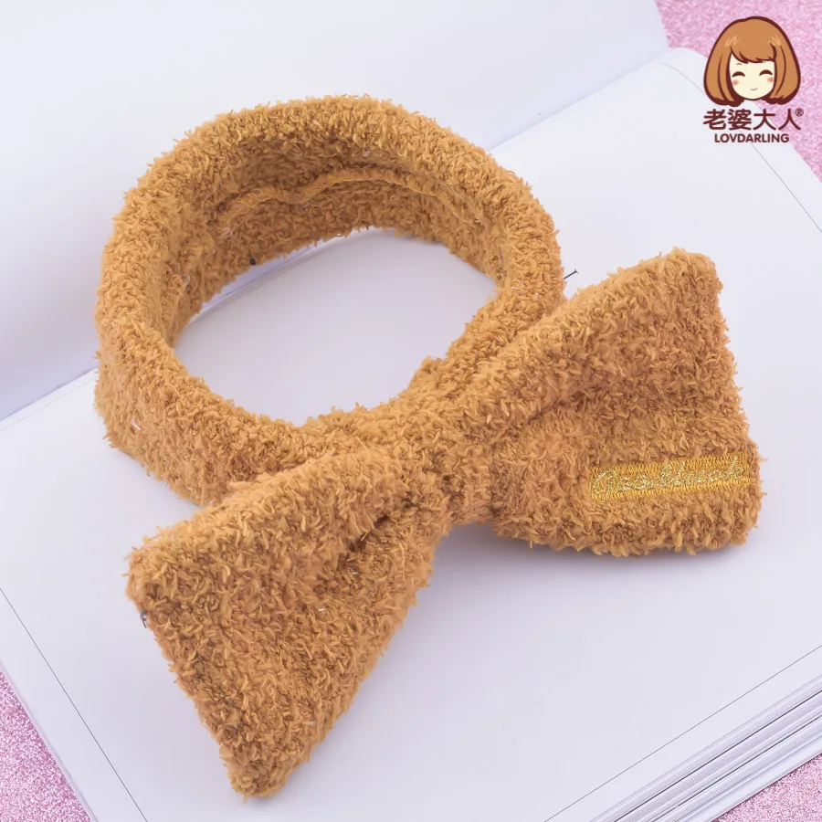

His Wife New Style Toweling Water-Absorbing Sweat Absorbing Sports Makeup Washed Washing Face Hair Band Large Bow Headband
