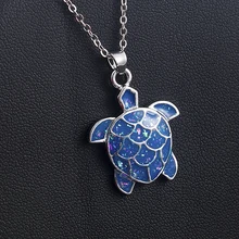 Мода серебро голубое море подвеска в виде черепахи ожерелье для женщин животное Свадьба океан пляжные украшения подарок Рождественский подарок