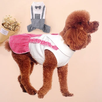 

Pet Dog Summer England Couples Design Plaid Shirt Clothing forWeekend Party Birthday Wedding Daily wearing Festival Days