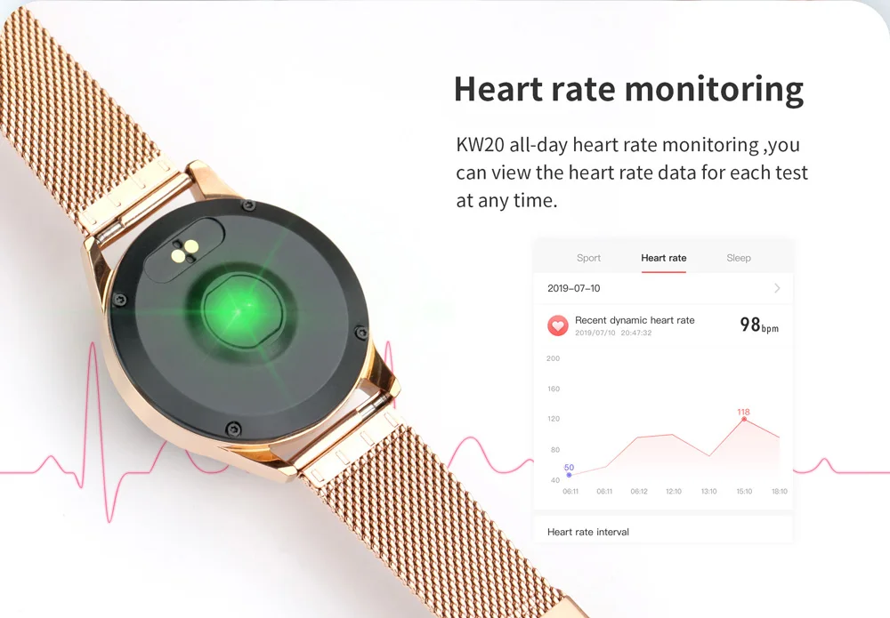 KW20 Смарт часы для женщин мониторинг сердечного ритма Bluetooth IP68 Водонепроницаемый Фитнес-Браслет Smartwatch для Android IOS