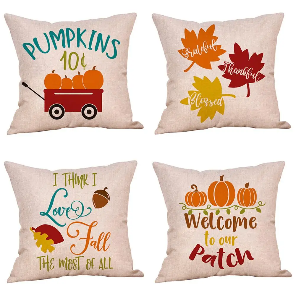 

Home Pillowcase Fall Decor Pillow Cushion Cover Maple Leaves Pumpkin Pattern Pillow Case Office Decorative Tool For Thanksgiving