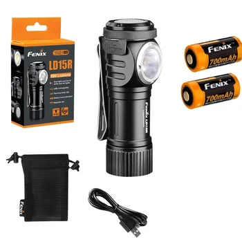 

FENIX LD15R 500 Lumen USB rechargeable right angled task light/Flashlight with 700mAh 16340 rechargeable battery