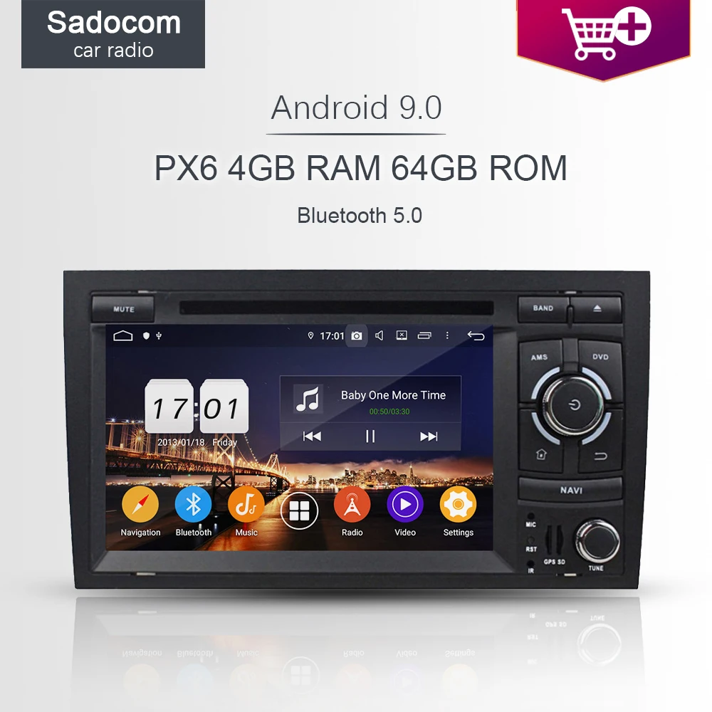 Автомагнитола PX6 2 din Android 10 0 4 Гб ОЗУ + 64 ПЗУ DVD-плеер для Audi A4 S4 RS4 2002-2008 Wi-Fi RDS радио GPS