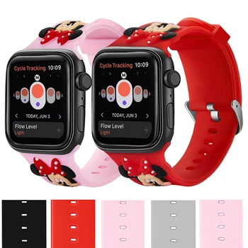 

Cute Minnie Sport Watchband For apple watch Strap 40mm band 44mm Cartoon Silicone For iWatch Series 5 4 3 2 1 38mm42mm Kid Girl