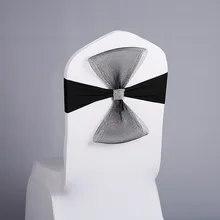DIY 50 шт./лот Для романтической свадьбы, вечеринки красный Navidad колпак/стретч с лайкрой банкетные лента для стула украшение для церемонии чёрным гaлстyкoм до бант на стул створки