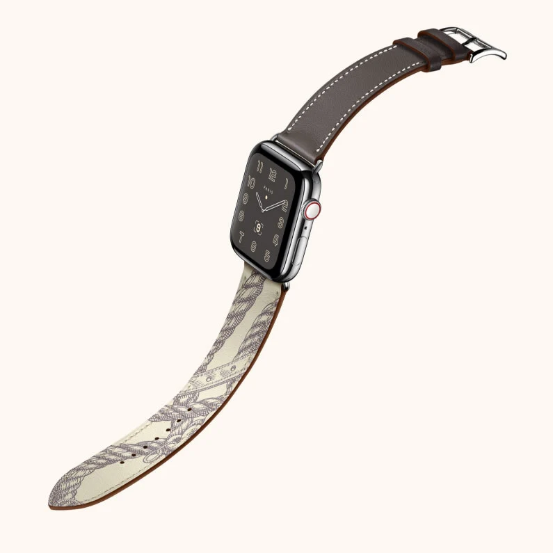Для Apple Watch Series 5 4 40/44 мм браслет на запястье часы с ремешком из натуральной кожи, ремень удлиненные группа культового двойной тур - Цвет ремешка: MSDQ-Grey