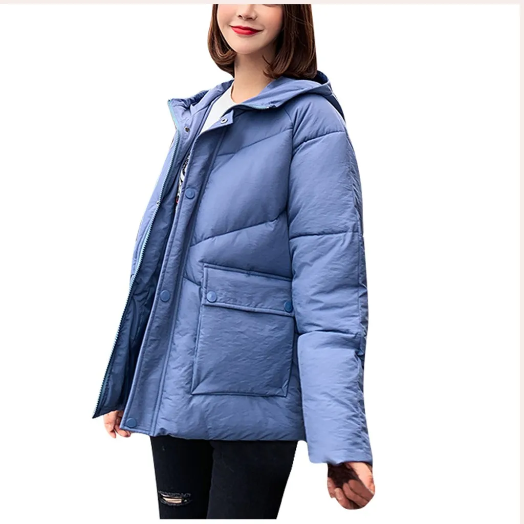 Blue Осенне-зимняя куртка для женщин, пальто, модная женская зимняя куртка-стойка, Женская парка, теплая Повседневная куртка больших размеров, пальто, куртки, парки# J30 - Цвет: Blue