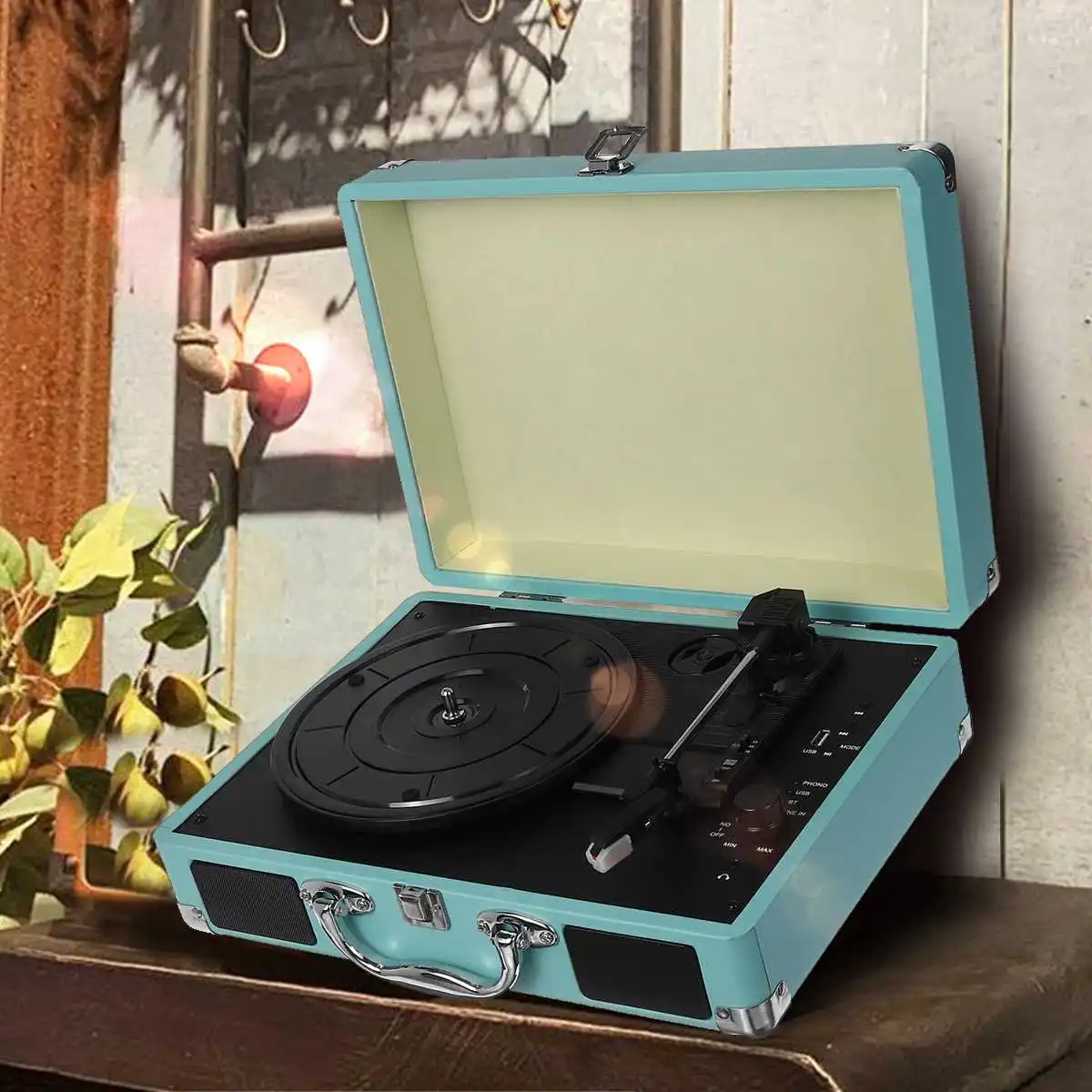 Retro 33/45/78 RPM bluetooth/USB PU valigia giradischi vinile LP