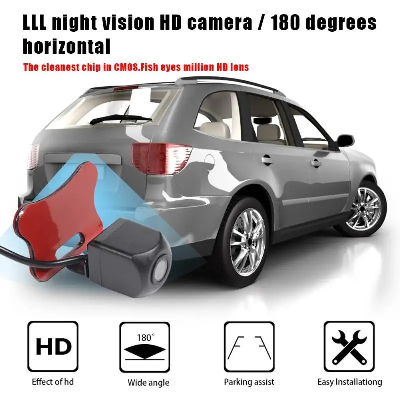 

VODOOL Car Front Rear View Camera Dual Switching Control Glimmering HD 180 Fish Eye Lens Night Vision Parking Backup Camera