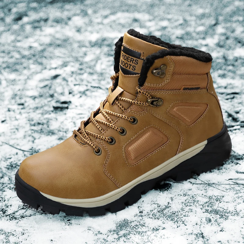 Super Warm Men Winter Boots Quality Suede Leather Men Boots Fur Plush Snow Boots Winter Shoes For Men Outdoor Boots Shoes