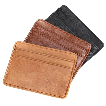 

1 PC Men Leather Credit Card Bag Card Holder wallet Oil Wax Leather Multi-card Bag Retro Genuine Leather Credit Card ID Holder