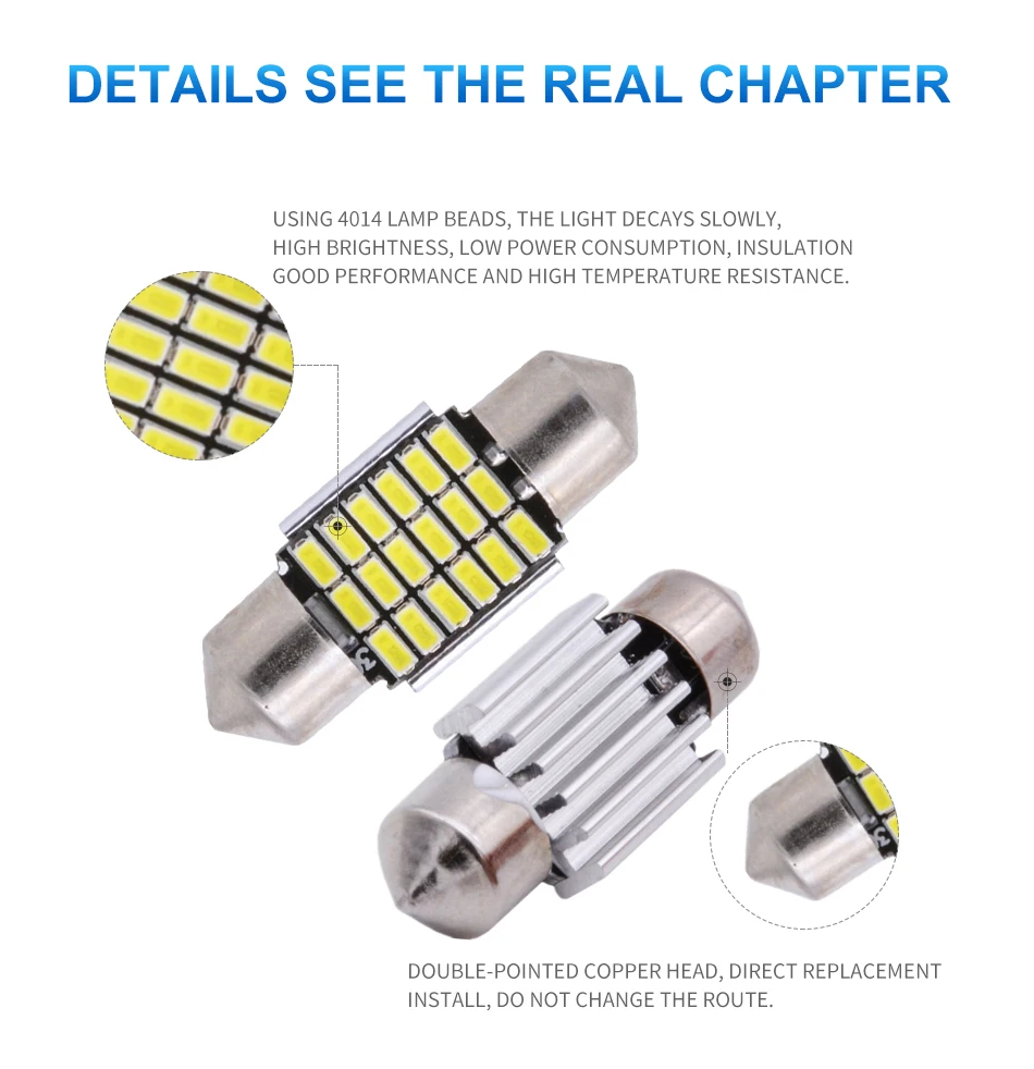 DXZ 2 шт. 31 мм 36 мм 39 мм 41 мм C5W C10W 18 27 30 33 SMD 3014 Светодиодная гирлянда CANBUS без ошибок авто интерьерная купольная лампа