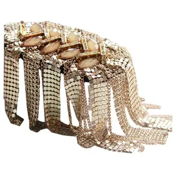 

1PC Women Metal Tassels Shoulder Brooch Badge Imitaion Crystal Stage Punk Epaulettes