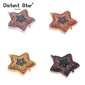 

0.9*0.9in Star DIY Jewelry Bracelet For Making Accessories Brass Zirconia Bracelet Necklace Connector Romantic Gift Hole