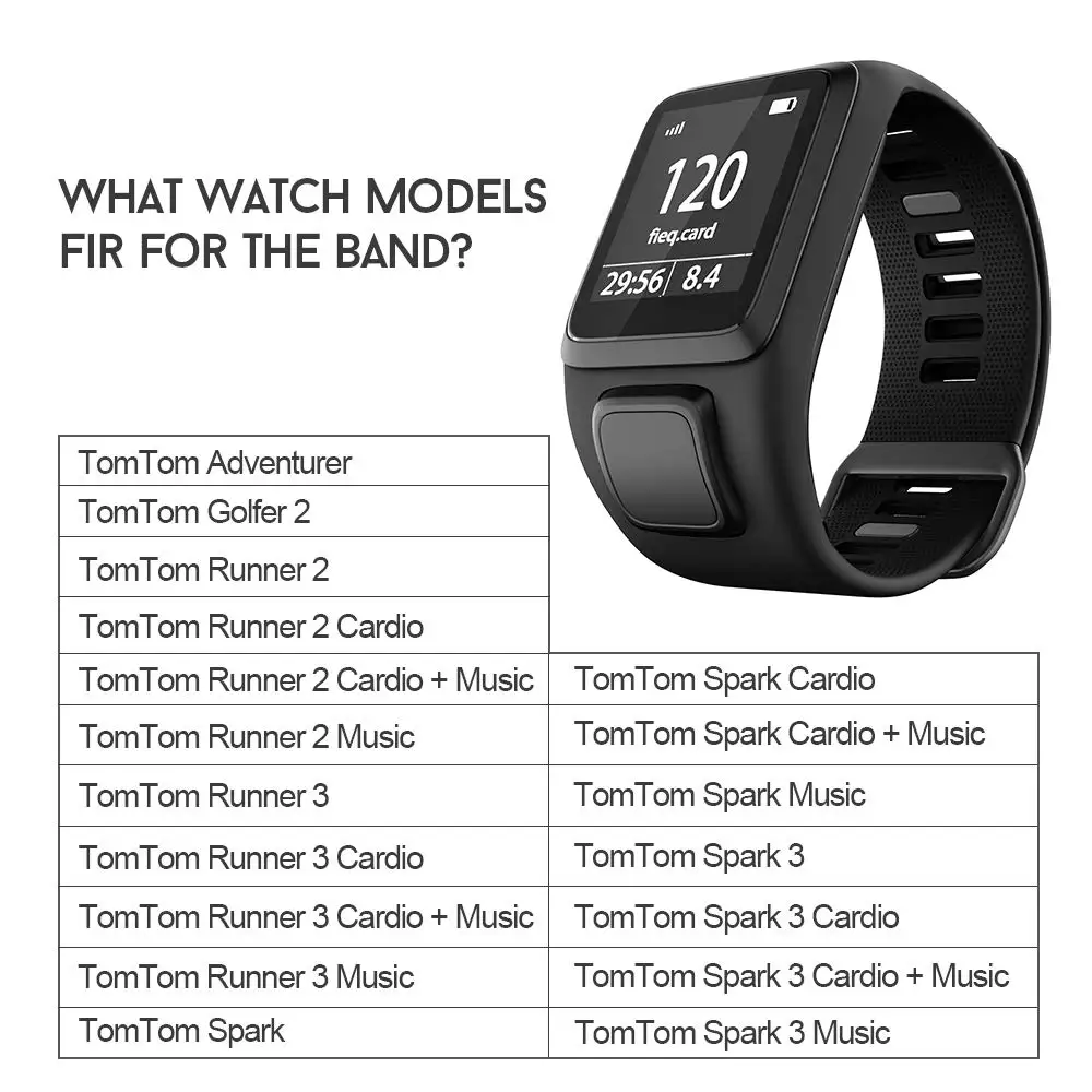 ANBEST Замена для силиконового ремешка TomTom Runner 2/3 Spark/3 ремешок спортивные часы Tom Watch