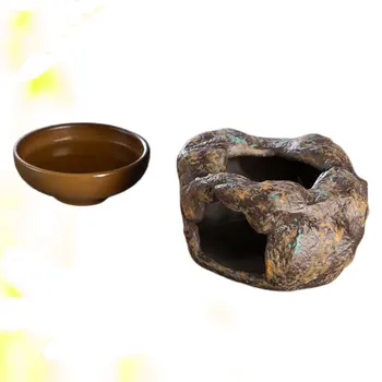 

1 Set Vintage Ceramic Coarse Pottery Tea Warmer Teapot Heater Teaware Accessories Mug Heating Stove