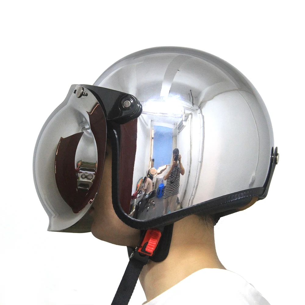 Винтажный мото rcycle шлем capacetes de moto ciclista серебристая, хромированная vespa cascos para moto кафе зеркало для гонщиков для harley