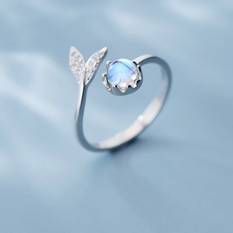 

Charm Whale's tail opal rings for women, ins tail finger style,925 sterling silver ring,clear Zircon,Love Fine Jewelry gifts