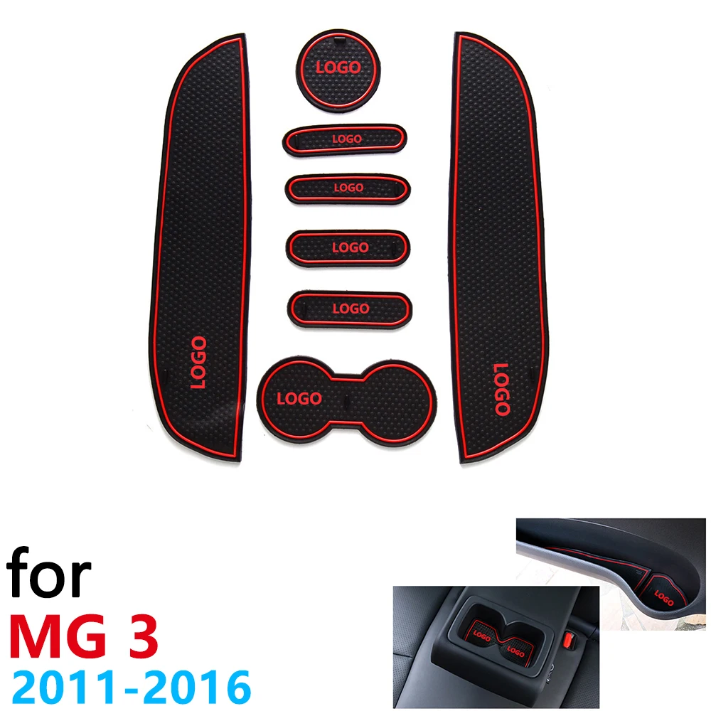 Anti-Slip Rubber Cup Cushion Door Groove Mat for MG 3 MG3 Internal 2011~2016 2012 2013 2014 2015 8Pcs Accessories mat for phone.