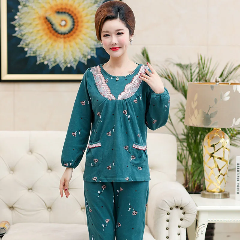 TONMODI Для женщин пижамы, набор, Одноцветный Цвет мультфильм фон для фото с изображением кожаного Домашняя одежда пижамы Для женщин Повседневное осень-зима Санта Клаус пижамы 2 шт./компл