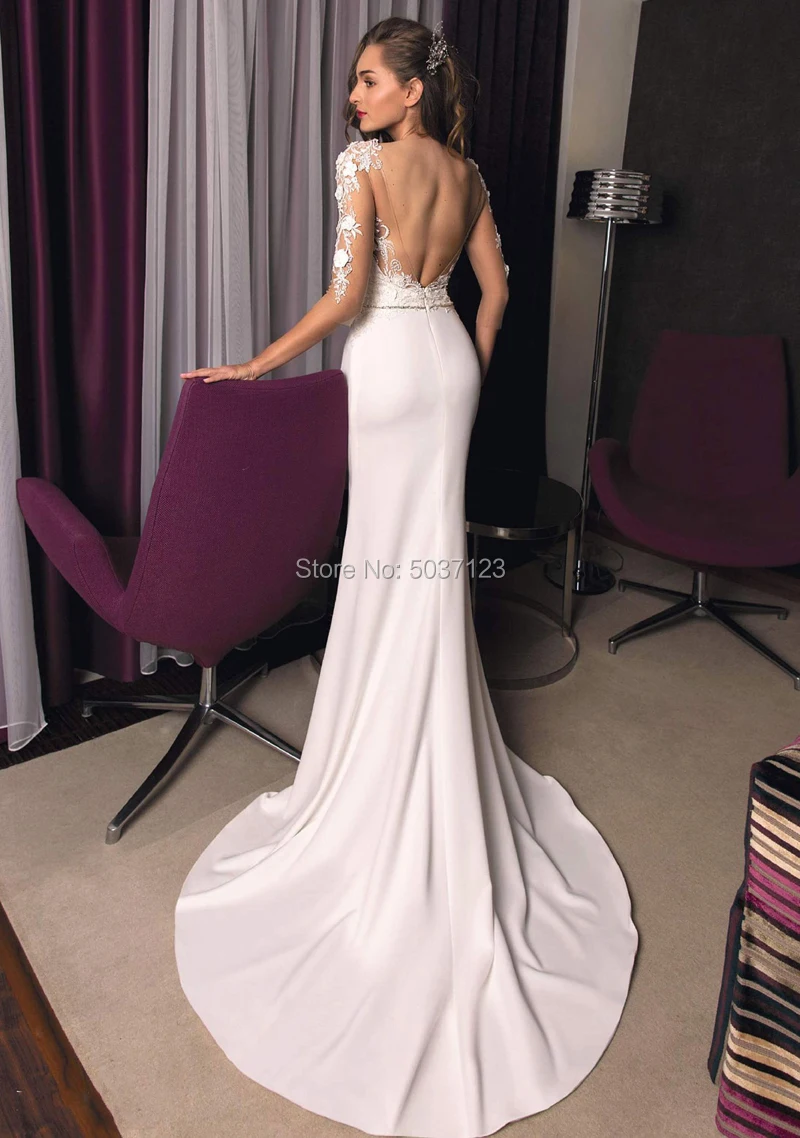 Кружевное атласное свадебное платье русалки милое платье с коротким рукавом со шлейфом без спинки Vestido De Noiva свадебное платье