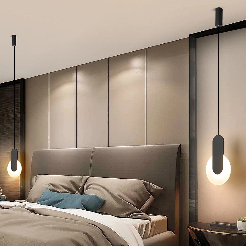 Modern Led Pendant Lights Bedside Bedroom Minimalist Hanging Lamps