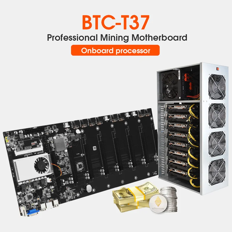 Mining Motherboard 8 GPU Mainboard With CPU Crypto Ethereum Bitcoin
