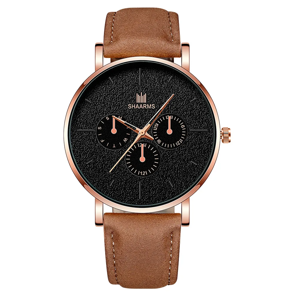 

SHAARMS New Man's Quartz Watch Decoration Leather Korean Edition Simple Trend Watch Wholesale Quartz Watch
