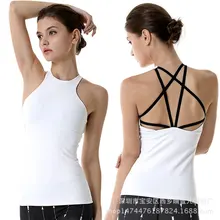 Жилет для йоги nv dai с подушкой на грудь, красивая спина, сексуальный топик, облегающий, летний, Быстросохнущий Топ, белый, облегающий верх, верхняя одежда