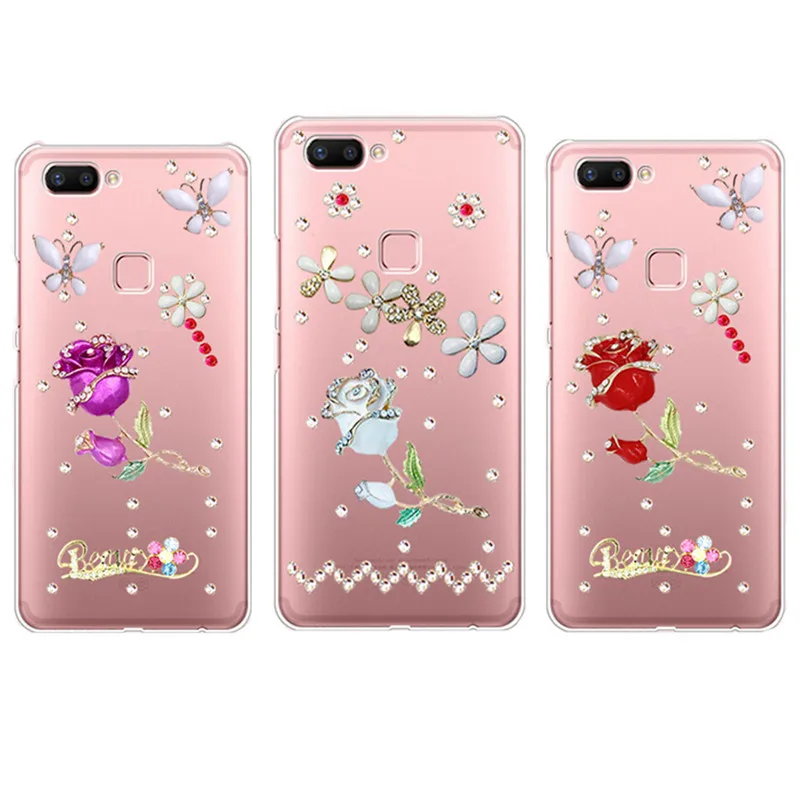 

Crystal Rhinestone Diamond Back Case For HTC Desire One U12 U11 Plus Life D12 Plus M10 U19E D19 Plus Clear Soft TPU Capa Funda