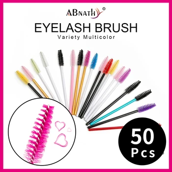 

Abnathy 50pcs Shiny Disposable Eyelash Applicator Wands Curler Brush Set Mascara Eyebrow Spoolers Comb Wands Spoolies Brushes