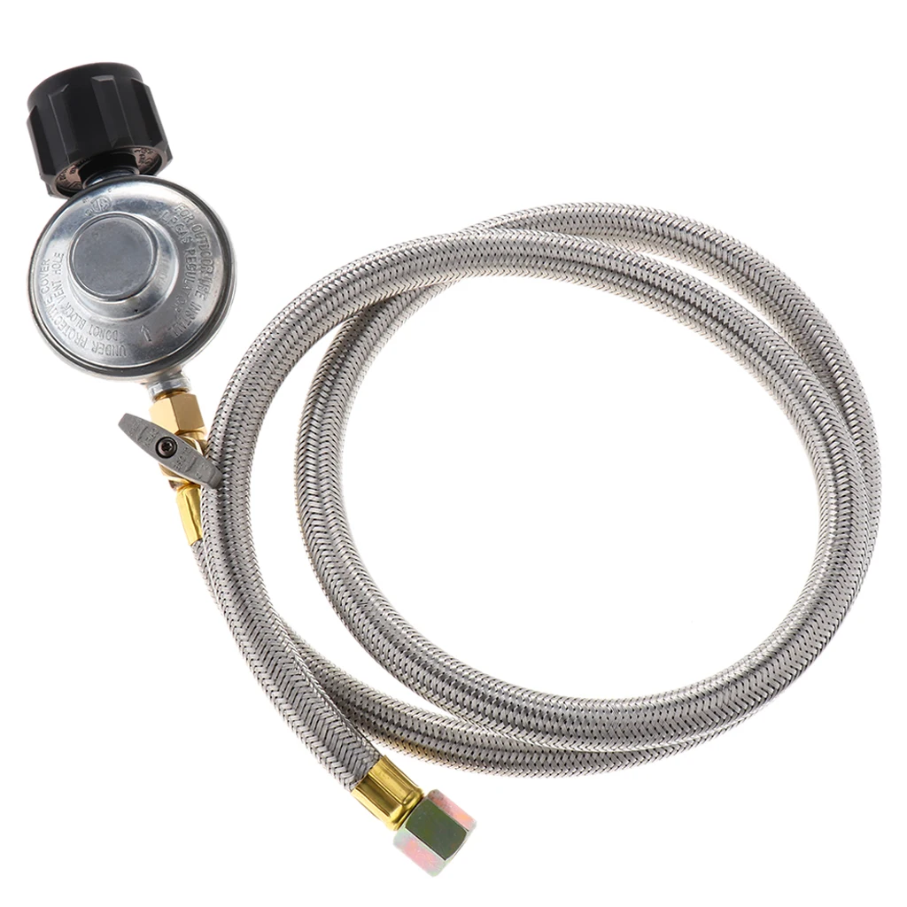 4FT Adjustable Propane Regulator with Hose Gas Grill Regulator Hose and Pipe for QCC1 Tank