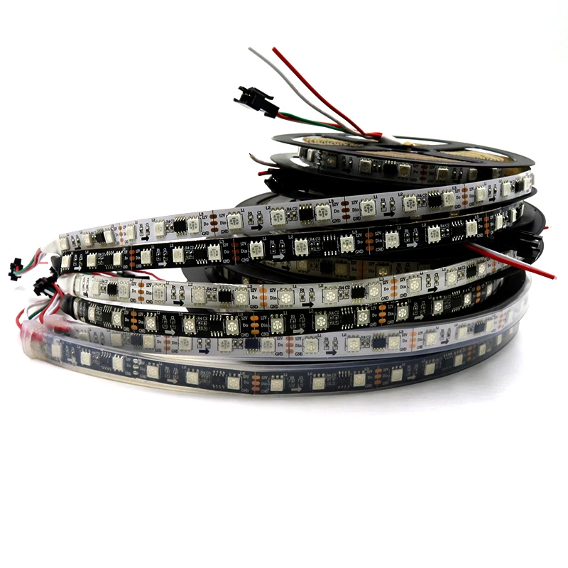 5 м DC12V 60 светодиодный s/M WS2811 умный пиксель rgb светодиодные полосы света, 5050 SMD гибкий цифровой Ambilight ТВ белый/черный PCB, IP20/IP65/IP67
