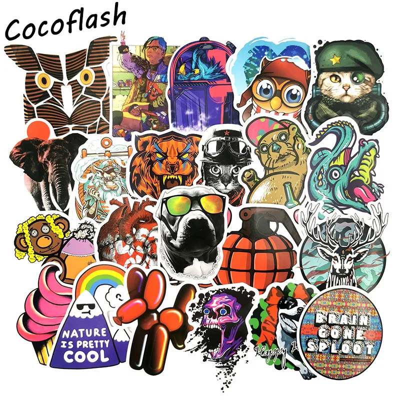 100pcs American Classic Graffiti Animal Spoof BOMB Sticker For Laptop Skateboard Suitcase Luggage Waterproof Sticker Toys